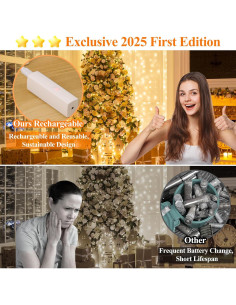 Luces de Hadas LED Lakumu 5M Blanco Cálido Recargables con Temporizador 2