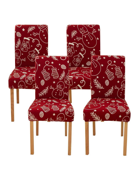 Funda de Silla de Comedor Ogrmar 4PCS Estirable Rojo Vino