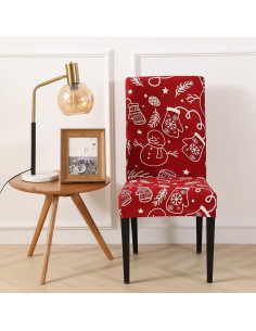 Funda de Silla de Comedor Ogrmar 4PCS Estirable Rojo Vino 2