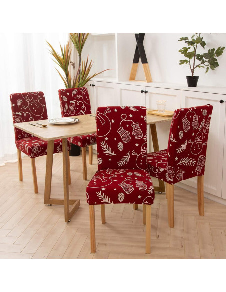 Funda de Silla de Comedor Ogrmar 4PCS Estirable Rojo Vino