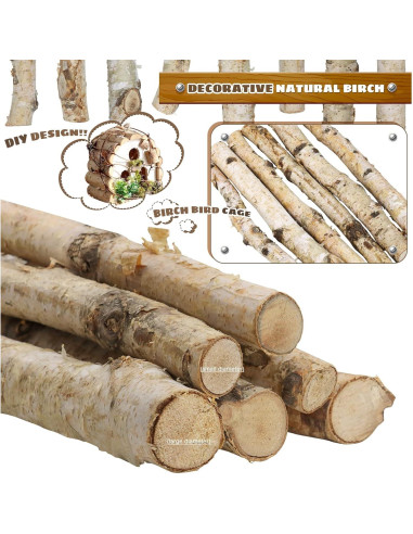 6 Troncos de Abedul Natural para Chimenea Uplama 30 cm