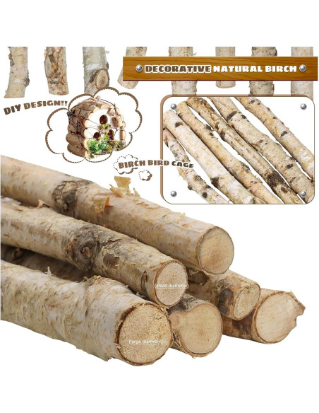6 Troncos de Abedul Natural para Chimenea Uplama 30 cm