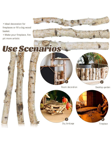 6 Troncos de Abedul Natural para Chimenea Uplama 30 cm