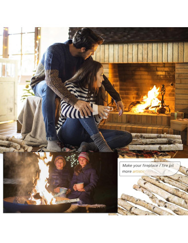 6 Troncos de Abedul Natural para Chimenea Uplama 30 cm