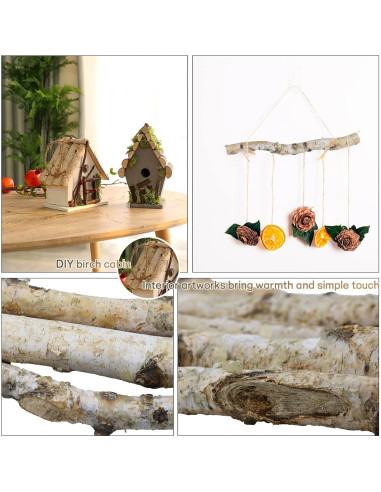 6 Troncos de Abedul Natural para Chimenea Uplama 30 cm