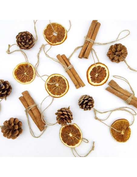 48 Piezas Adornos de Navidad Rústicos Benwanfee - Piñas, Naranjas y Canela