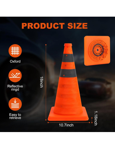 Conos de Seguridad Plegables Berverra 45.72 cm Naranjas (2 Pzs)