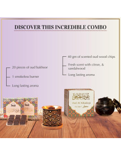Dukhni Bakhoor Oud Al Sawsani y Quemador Sin Humo 40g 2