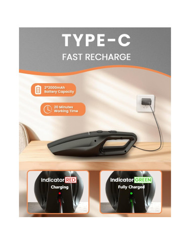 Aspiradora de Auto TANYO FA10BS Inalámbrica 12000PA