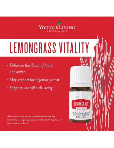Aceite Esencial Young Living Vitalidad de Hierba Limón 5 ml - Sabor Culinario y Digestivo