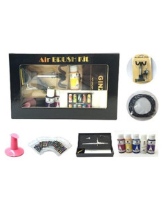 Kit Aerógrafo para Uñas Fuwa con 5 Colores y Plantillas