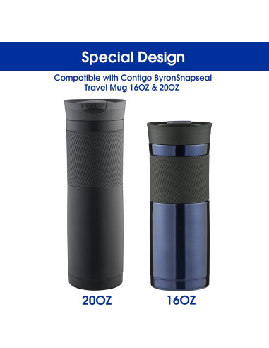 4 Piezas Reemplazo Tapa de Goma Contigo 16oz y 20oz Negro