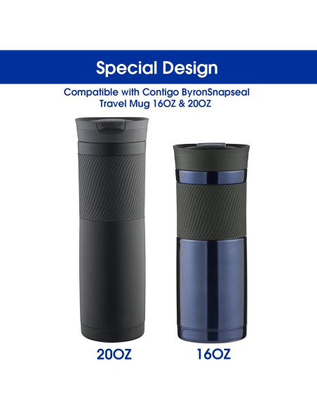 4 Piezas Reemplazo Tapa de Goma Contigo 16oz y 20oz Negro