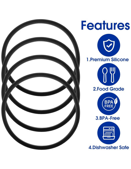 4 Piezas Reemplazo Tapa de Goma Contigo 16oz y 20oz Negro