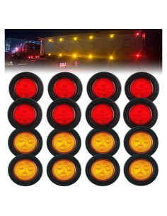 16 Luces LED Marcador 2" Traberm Ámbar y Rojo IP67 12V
