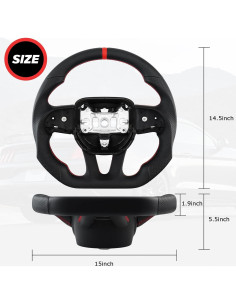 Volante de Cuero Completo LOSCHEN D-shaped para Dodge/Jeep 2