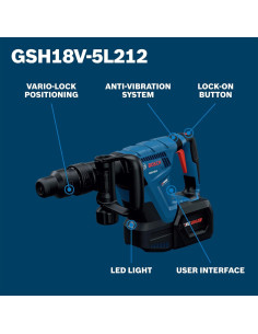 Martillo Demoledor Bosch GSH18V-5L212 18V SDS-max 8.5J 2