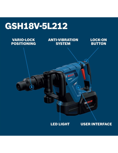 Martillo Demoledor Bosch GSH18V-5L212 18V SDS-max 8.5J