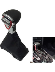 Cubierta de cuero para pomo de cambio Audi A3 A4 A5 A6 Q5 - Negro 2