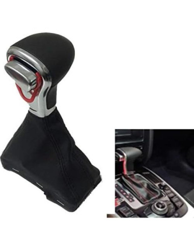 Cubierta de cuero para pomo de cambio Audi A3 A4 A5 A6 Q5 - Negro