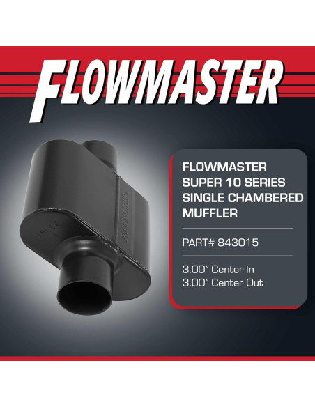 Silenciador Flowmaster Super 10 - 3" Entrada y Salida Central - Acero Inoxidable