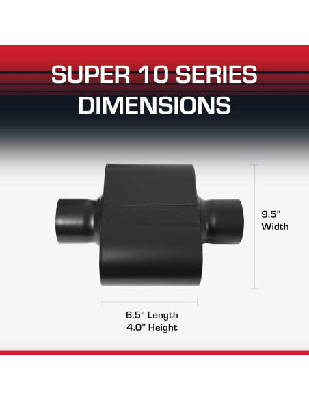 Silenciador Flowmaster Super 10 - 3" Entrada y Salida Central - Acero Inoxidable