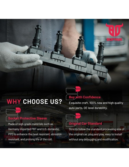 Bobinas de Encendido y Bujías de Iridio BDFHYK 4 Piezas UF575 PFR7S8EG