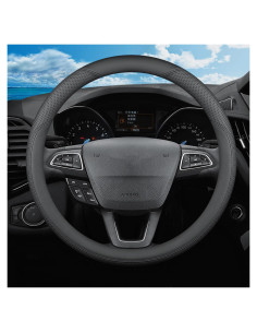 Cubierta de Volante SZYUCHEN para Ford 14.5-15" Cuero Negro