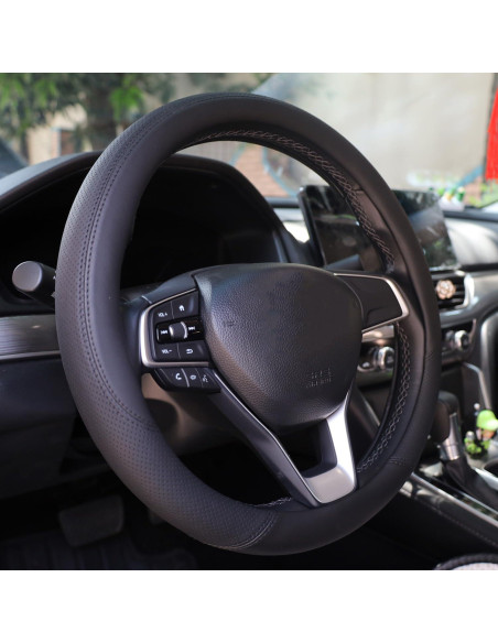 Cubierta de Volante SZYUCHEN para Ford 14.5-15" Cuero Negro