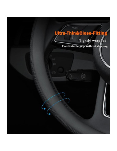 Cubierta de Volante SZYUCHEN para Ford 14.5-15" Cuero Negro