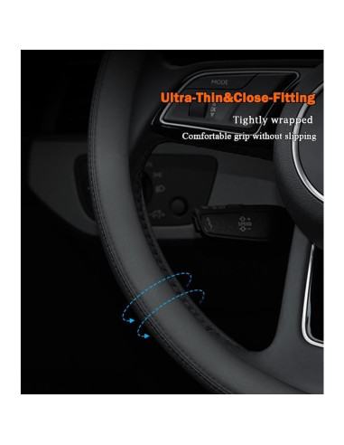 Cubierta de Volante SZYUCHEN para Ford 14.5-15" Cuero Negro