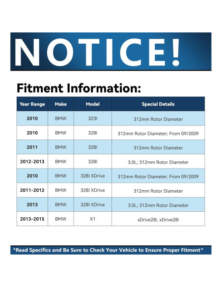 Kit de Frenos Delanteros Detroit Axle para BMW 328i 323i X1 312mm