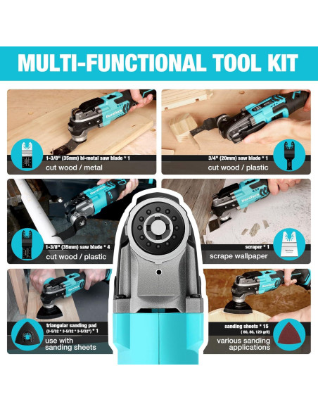 Multiherramienta Oscilante Inalámbrica DURATECH 20V 24 Acc.