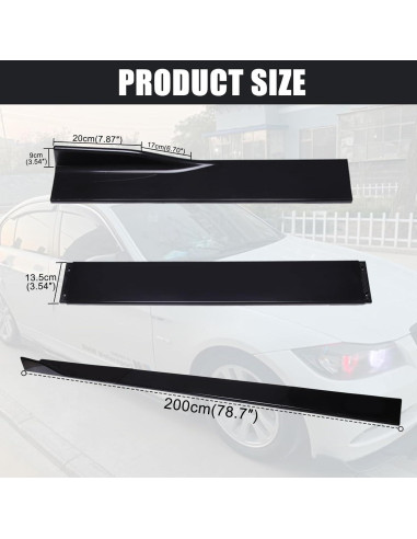 Faldones Laterales Universales DREAMOTOR 78.7" Negro para Auto