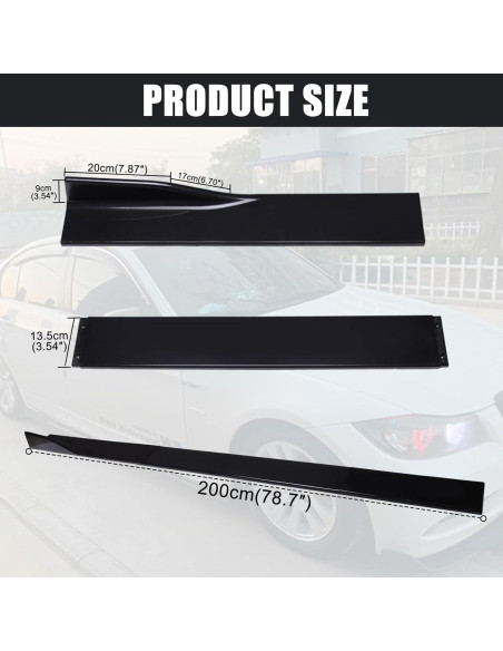 Faldones Laterales Universales DREAMOTOR 78.7" Negro para Auto