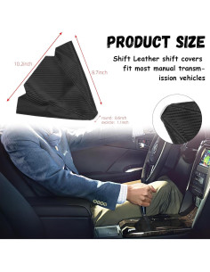 Cubierta de Cambio de Marchas Hbxdeco de Cuero PU Negra 2