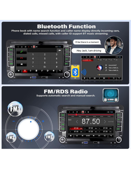 Estéreo de Coche Android 7" UNITOPSCI 2GB RAM 32GB VW