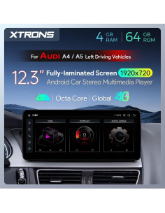 Estéreo de Coche XTRONS Android 13 12.3" para Audi A4 A5 2