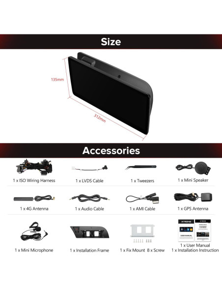 Estéreo de Coche XTRONS Android 13 12.3" para Audi A4 A5