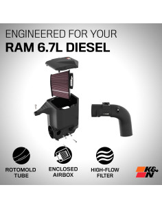 Sistema de Admisión de Aire Frío K&N 63-1592 para RAM 2500 2013-2018 2