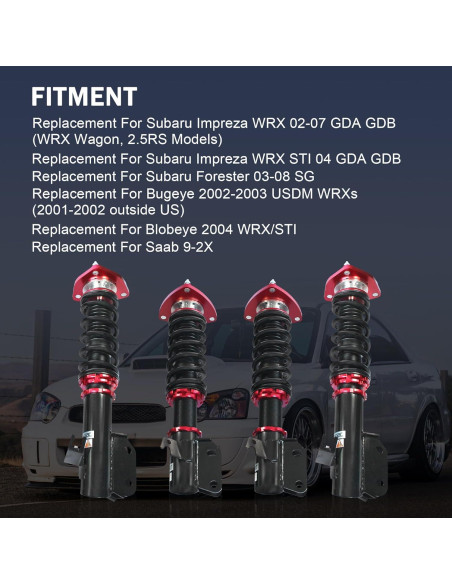 Kit de Suspensión Coilover JDMSPEED para Subaru Impreza WRX 2002-2007