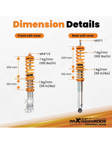 Coilovers Ajustables maXpeedingrods para VW Golf MK2/MK3