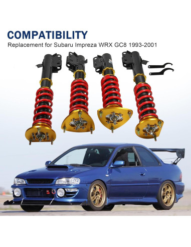 Amortiguadores Coilover Ajustables JDMSPEED para Subaru Impreza WRX 1993-2001