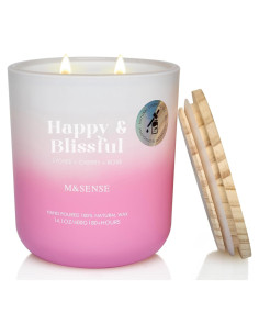 Vela Aromática M&SENSE Lichi Cereza Rosa 400g - 80 Horas