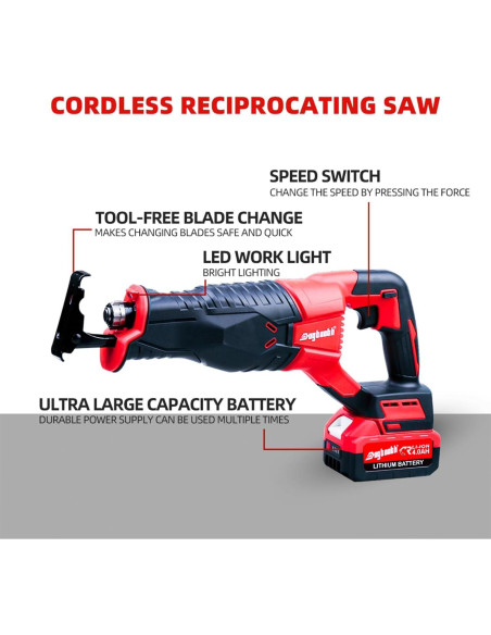 Sierra Recíproca Inalámbrica Dogtooth 21V con 2 Baterías 4.0Ah