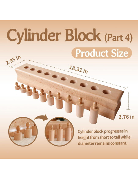 Bloque Cilíndrico Montessori MONTESSORI OUTLET 46.5x7.5cm