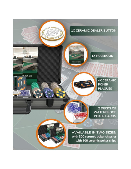 Set de Poker Bullets con 300 Fichas de Cerámica y Estuche