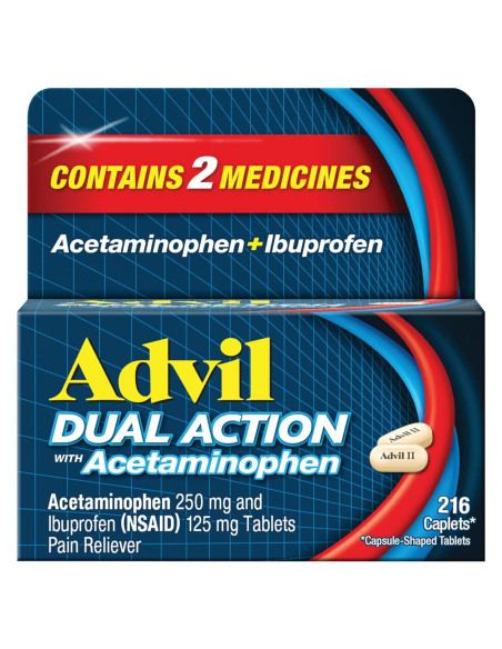 Advil Acción Dual Tabletas 216 Conteo - 250 Mg Ibuprofeno y 500 Mg Acetaminofén