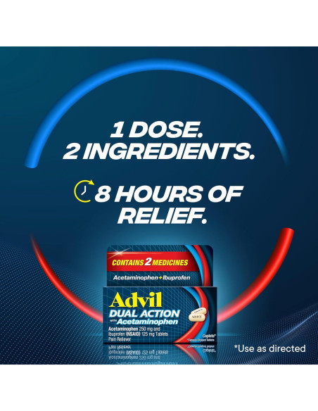 Advil Acción Dual Tabletas 216 Conteo - 250 Mg Ibuprofeno y 500 Mg Acetaminofén