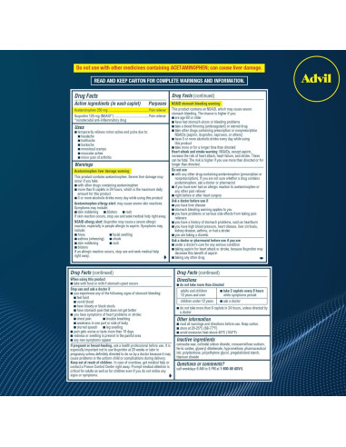 Advil Acción Dual Tabletas 216 Conteo - 250 Mg Ibuprofeno y 500 Mg Acetaminofén